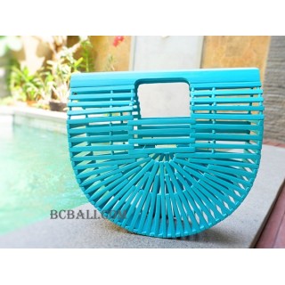 balinese bamboo handbags fan style turquoise 